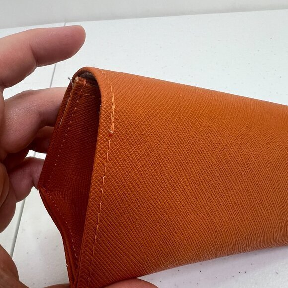 Tory Burch Large Orange Magnetic Sunglasses Eyeglasses‎ Case Big Textured - Picture 6 of 10